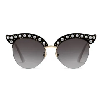 GUCCI Acetate Browline Sunglasses Women's Black