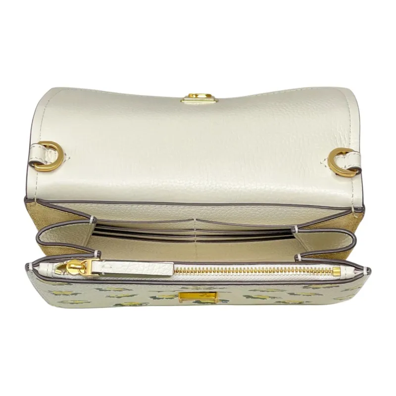 TORY BURCH Leather Suede Bonded Shoulder Bag Crossbody Bag Small Size Women's White & Multicolor-3
