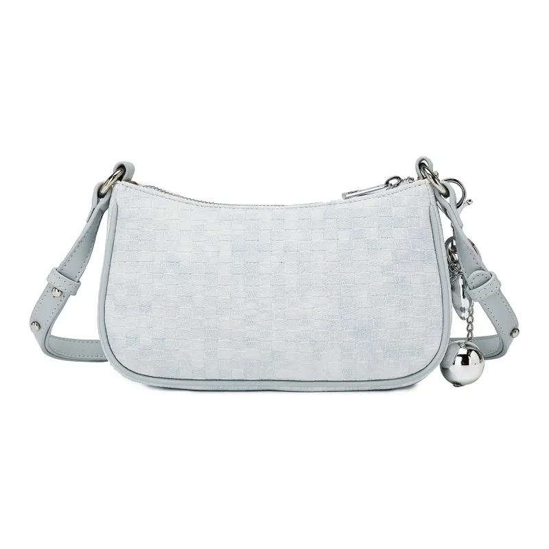 MEXICAN Polyurethane Leather Shoulder Bag, Crossbody Bag, Handbag, Shoulder Bag Trumpets Women's Light Blue/Silver-2