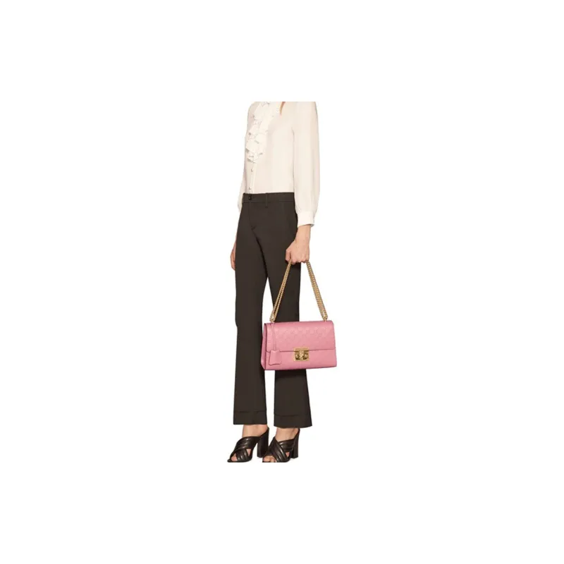 GUCCI Padlock Leather Lock Bag Crossbody Bag Shoulder Bag Women's Pink-7