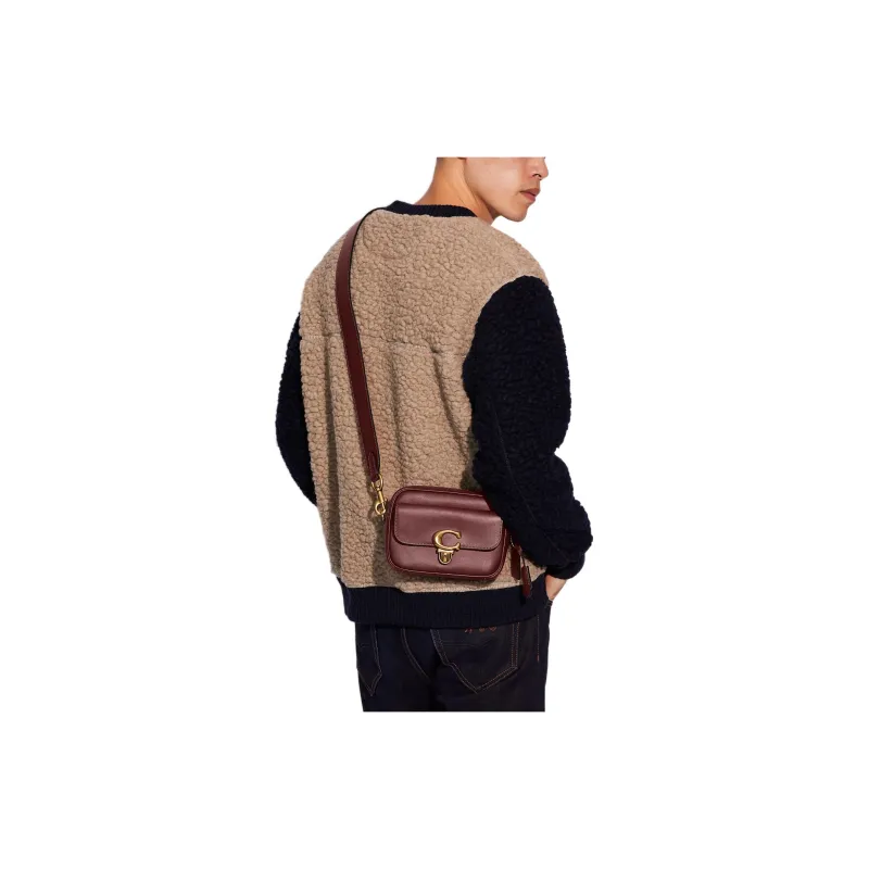COACH Studio Leather Small Square Bag Camera Bag Trumpets Men's Burgundy-3