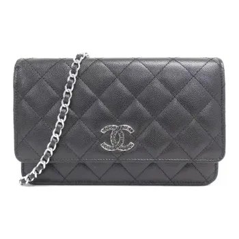 CHANEL Cow Leather Crossbody Bag, Shoulder Bag Women's Black