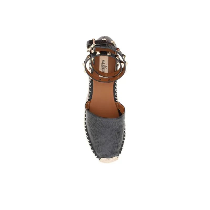 Valentino Rockstud Espadrilles Women's Black-3