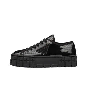 PRADA Double Wheel Sequin Sneakers 'Black' Women's
