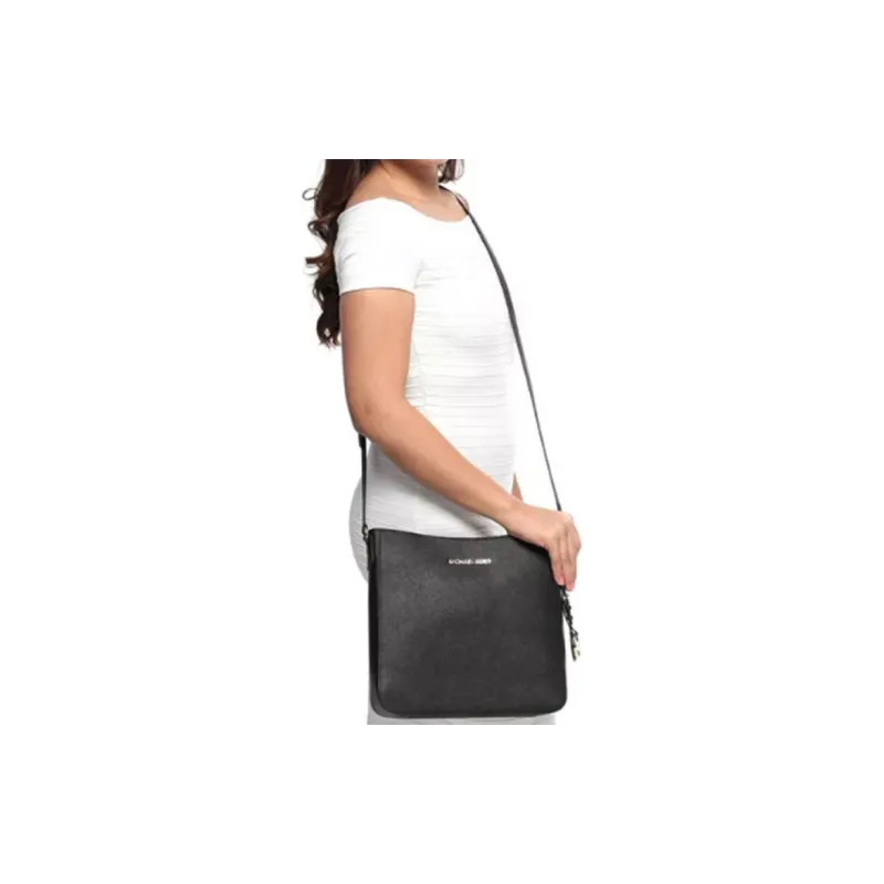 MICHAEL KORS Jet Set Travel Leather Messenger Bag Shoulder Bag Women's Black-4