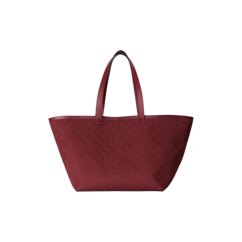 GUCCI Canvas Tote Bag Shopping Bag Handbag Shoulder Bag Medium Size Women's Red-4