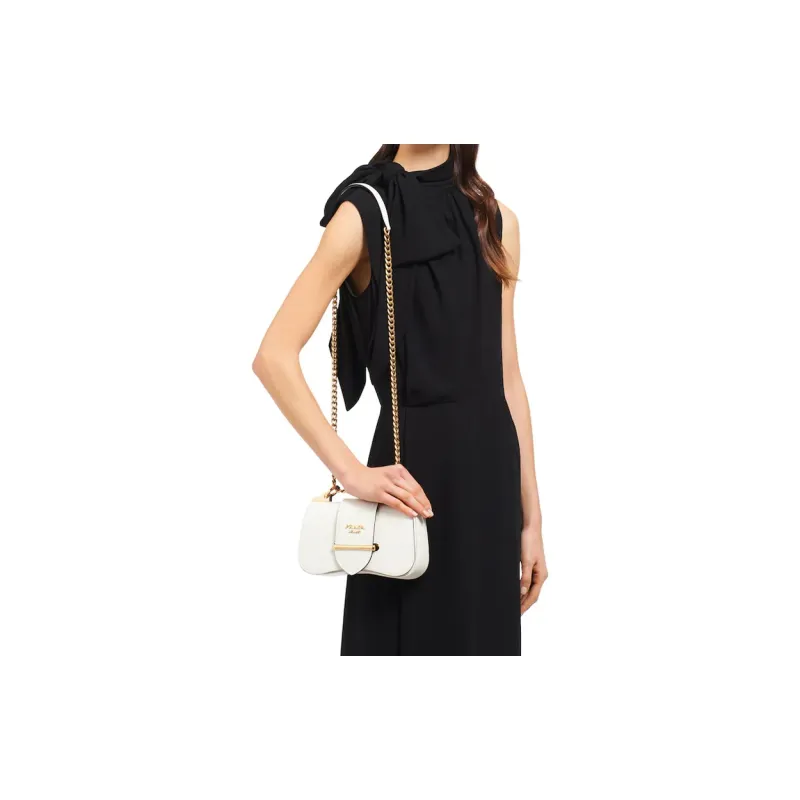 PRADA Sidonie Calfskin Shoulder Bag Crossbody Bag Women's White-3