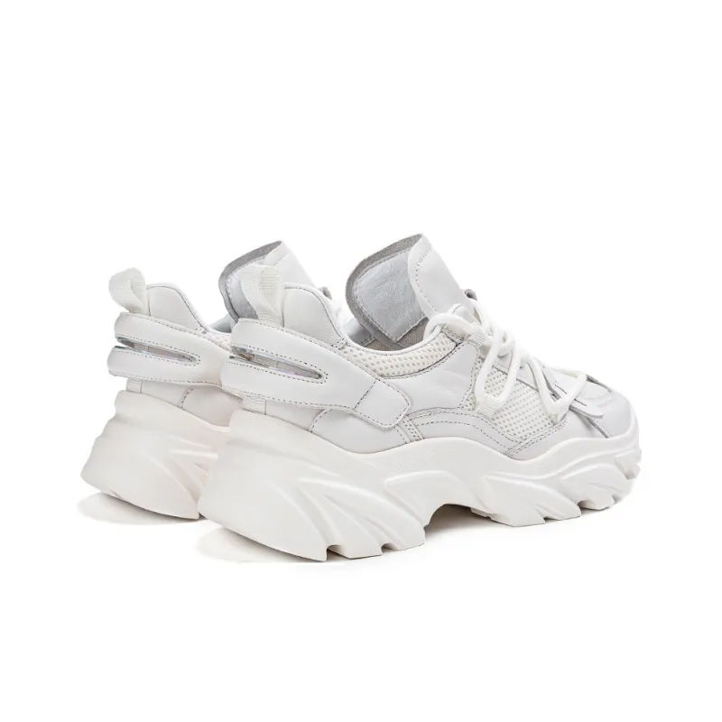 NAUTICA Slip Resistant, Abrasion Resistant, Breathable, Height Increasing Low Top Chunky Sneakers Men's White-3