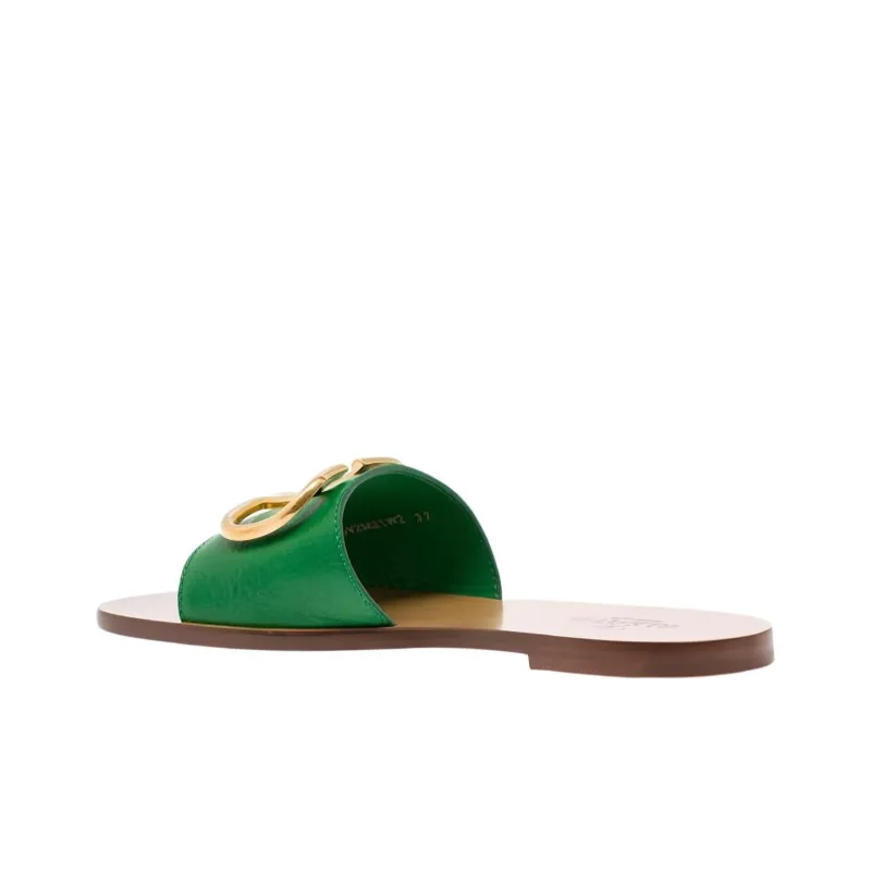 Valentino Slide Slippers Women's Green-4