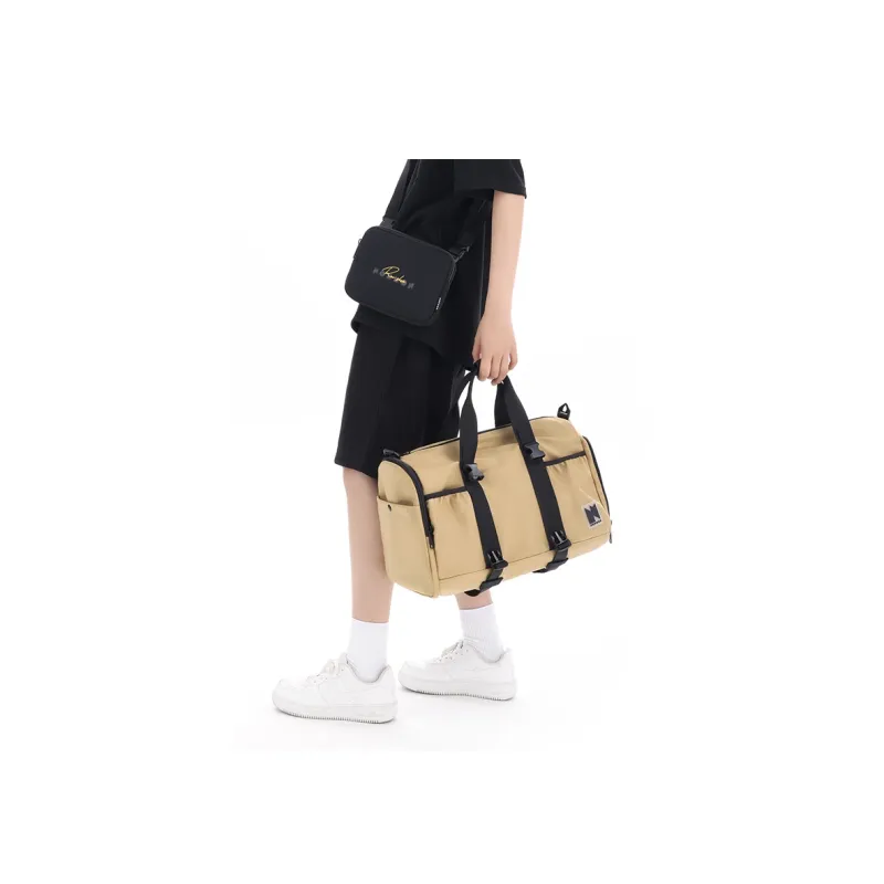 NOXXON Nylon Fabric Luggage Bag Handbag Gym Bag Large Size Unisex Khaki/Nude Pink-3