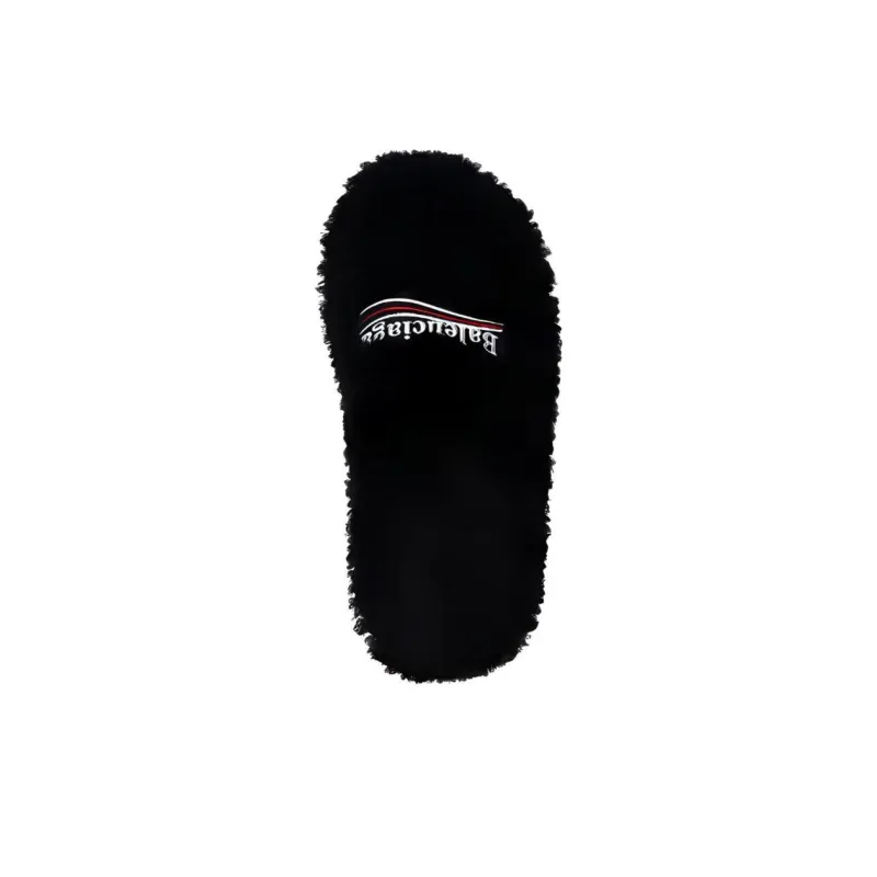 Balenciaga Furry Slides 'Black'-2