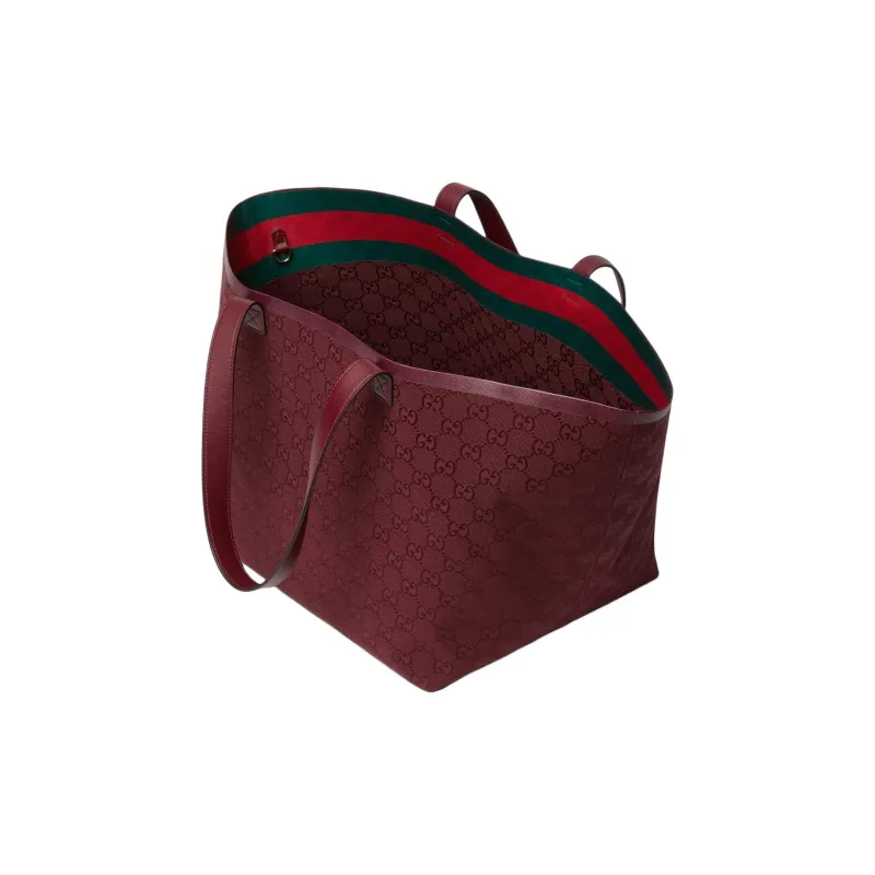 GUCCI Canvas Tote Bag Shopping Bag Handbag Shoulder Bag Medium Size Women's Red-8