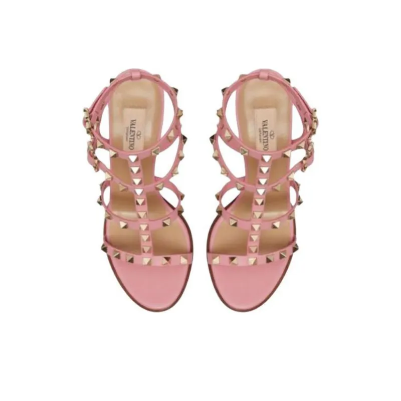 Valentino Rockstud One Strap Sandals 6.5cm Women's Pink-3
