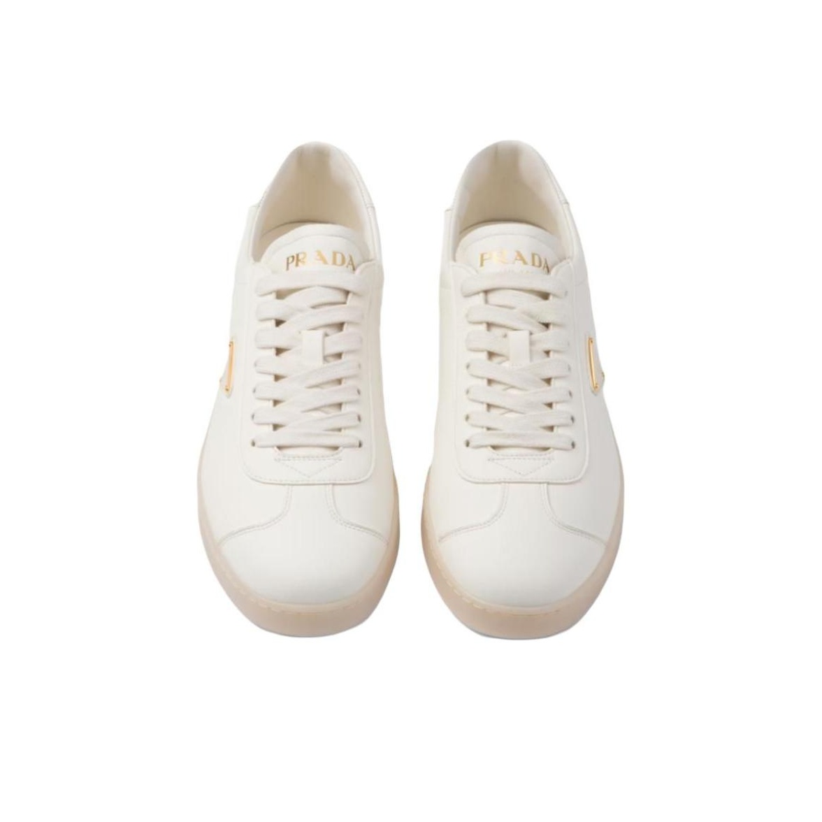 スニーカー PRADA 25SS Ivory Triangle Logo Sneakers 2EE369 3LQK F0304 Prada triangle-logo Padded Sneakers | White | FARFETCH