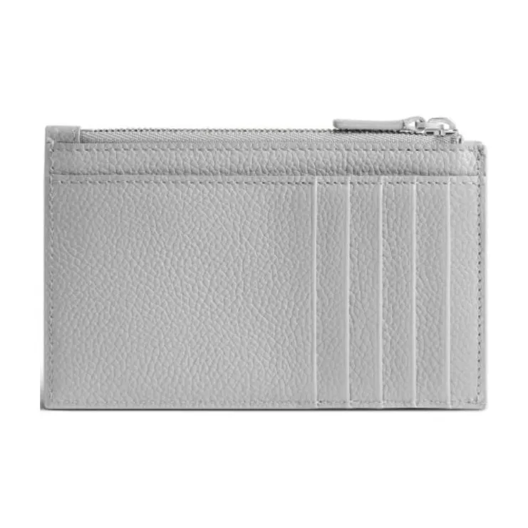 Balenciaga Cash Grained Calfskin Card Clip Card Holder Large Size Men's Gray-1