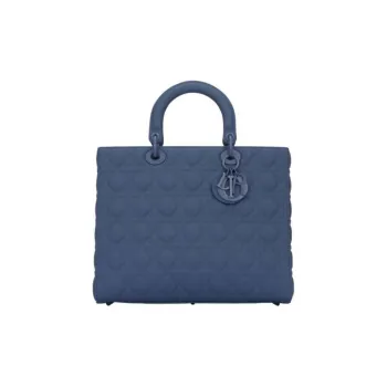 DIOR Lady Dior Ultra Matte Calfskin Seven-Grid Daipei Bag One Shoulder Handbag Large Size Women's Blue