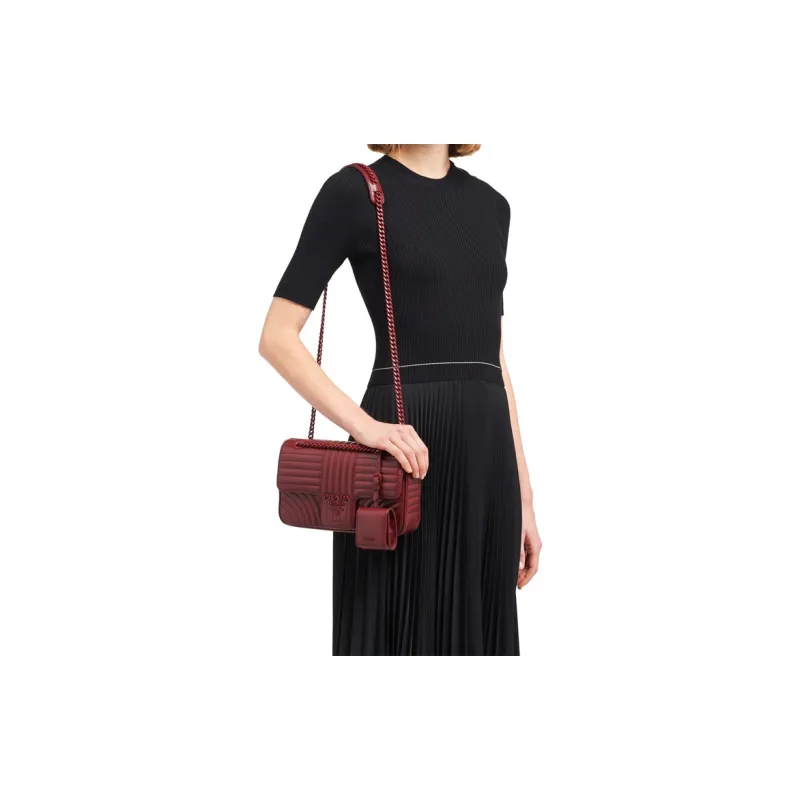 PRADA PRADA Luggage Collection Cow Leather Crossbody Bags Shoulder Bags Women's Cherry Color-4