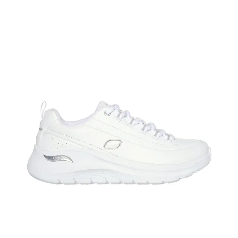 Skechers ARCH FIT 2.0 Anti Slip Wear Resistant Low Top Casual Shoes Women's White Silver-1