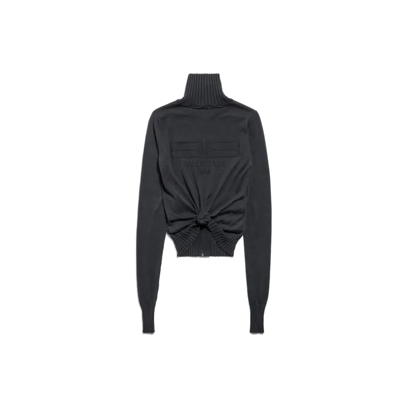 Balenciaga Bb Paris Icon Knotted Zip-Up Sweater-1