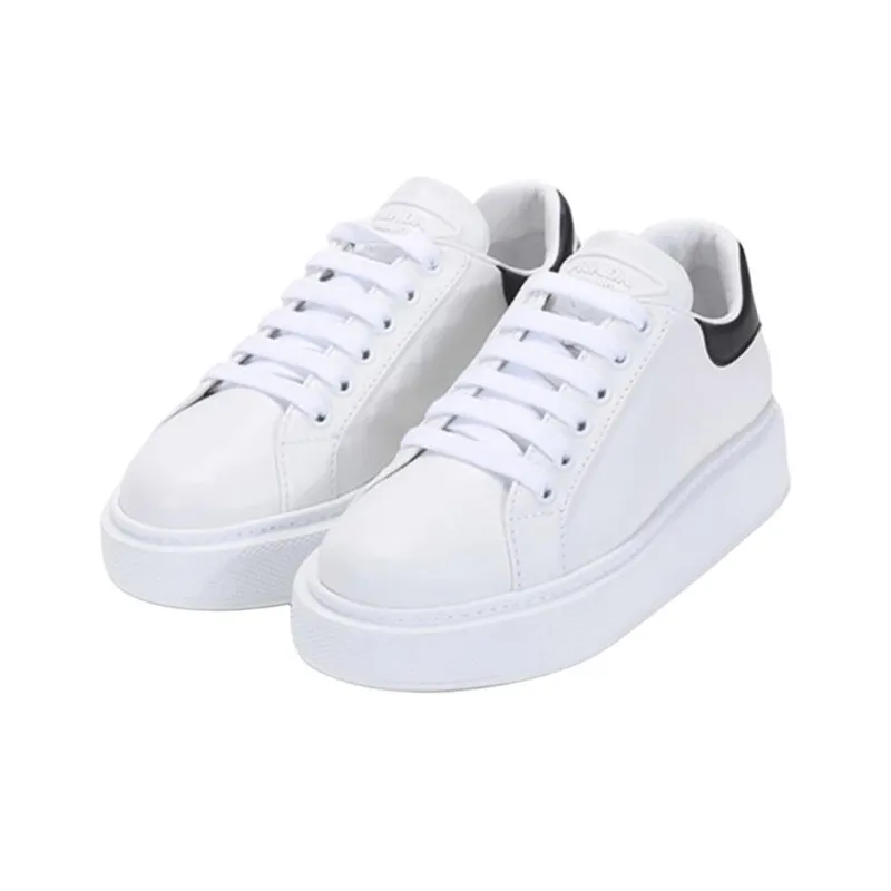 PRADA Low Top Stylish Skateboarding Shoes Women's White Black Heel Tab-2