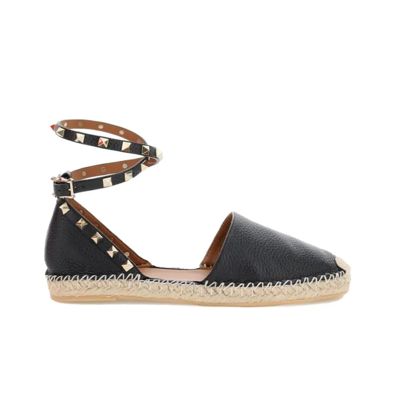 Valentino Rockstud Espadrilles Women's Black-1