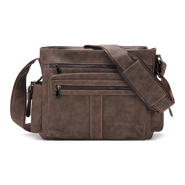Yalu PU Crossbody Bag Regular Men's Gray/Coffee/Coffee & Gray-1