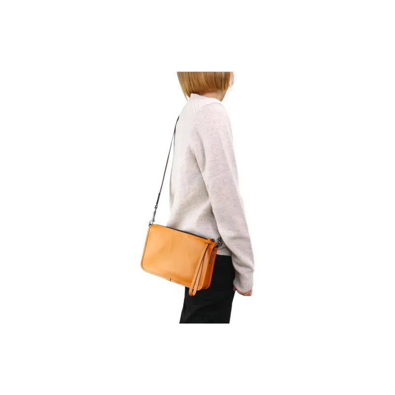 COACH Heritage Sheepskin Shoulder Bag Crossbody Bag Medium Size Unisex Cream Candy Orange-4