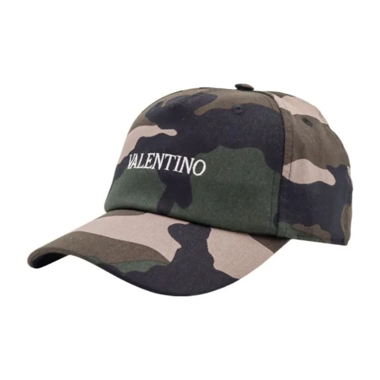 Valentino Camouflage Patterned Logo Engraved Baseball Cap-0