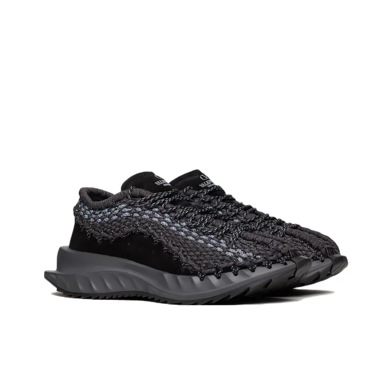 Valentino Crochet Sneakers 'Black'-2