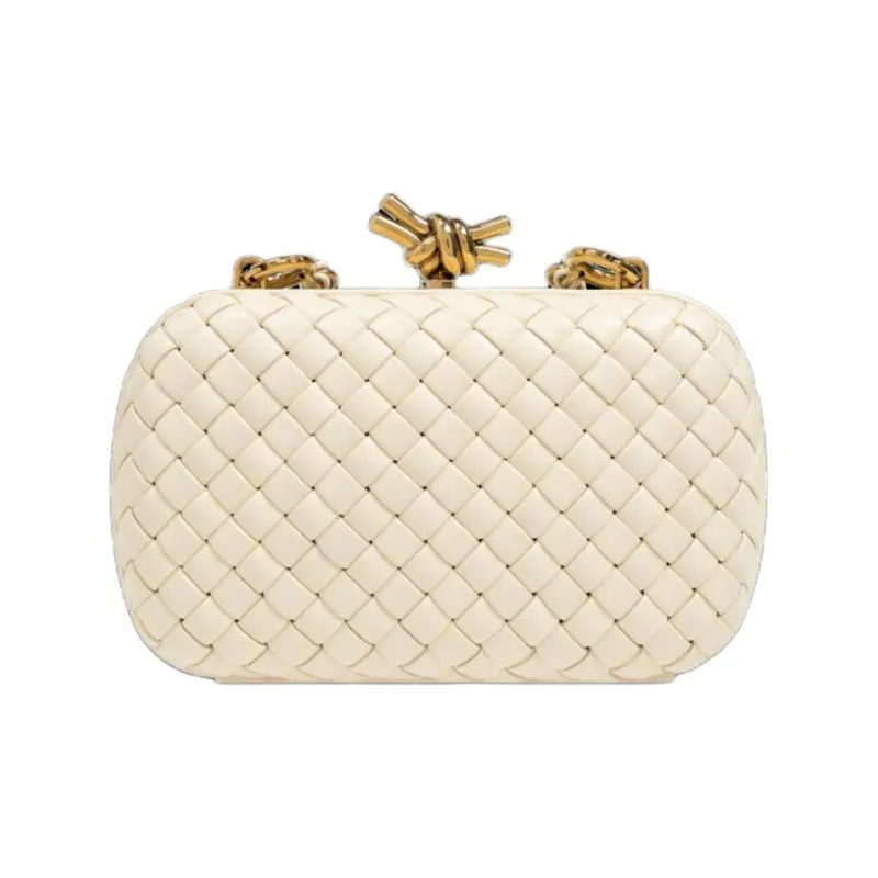 Bottega Veneta KNOT Lambskin Clutch Trumpets Women's Cream White-1