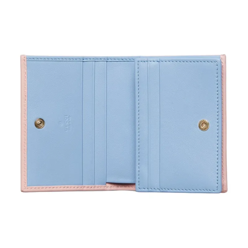 GUCCI GG Marmont Leather Card Holder Women's Light Pink Red & Light Blue-2