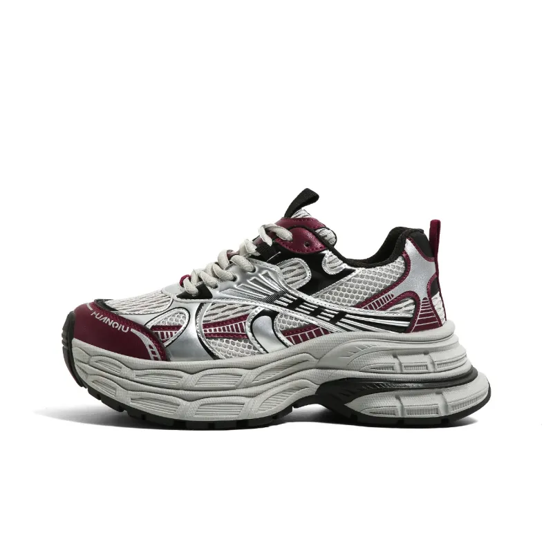 HUANQIU Low Top Chunky Sneakers Women's Burgundy-0