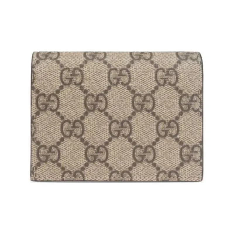 GUCCI GG Marmont Canvas With Leather Wallet Women's Beige With Blue And Mint Green Accents-2
