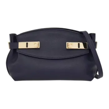 FERRAGAMO Calfskin Shoulder Bag Crossbody Bag Women's Midnight Blue