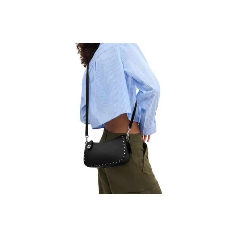 COACH Swinger Tanned Leather Portable Crossbody Bag, Shoulder Bag Women's Black-7