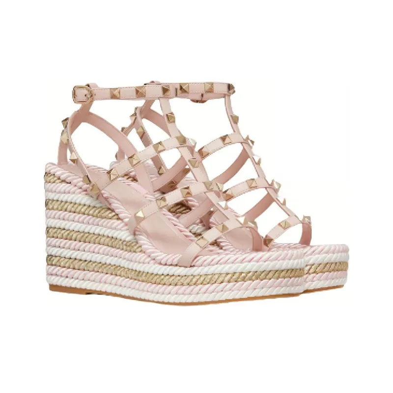 Valentino Garavani Rockstud 95mm Caged Wedge Sandals-2