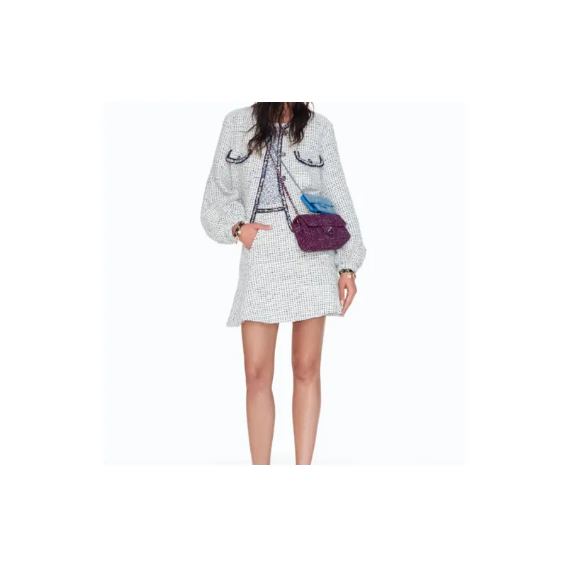 CHANEL Twill Soft Nappa & Metal Flap Bag Crossbody Bag, Shoulder Bag Mini Women's Purple & Silver-4