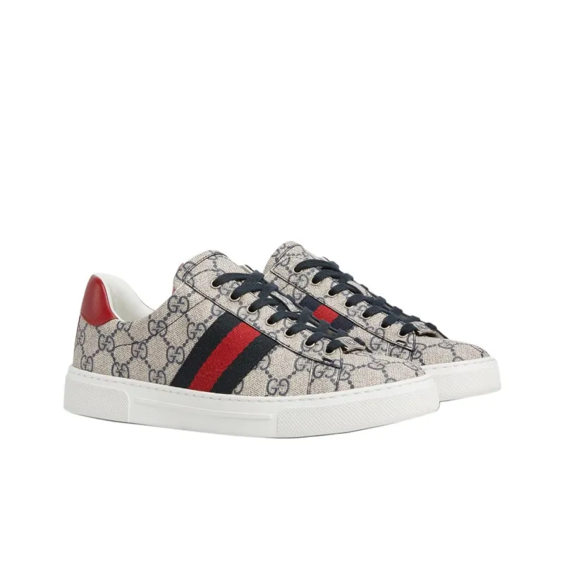 GUCCI ACE Low Top Skateboard Shoes Women's Beige-2