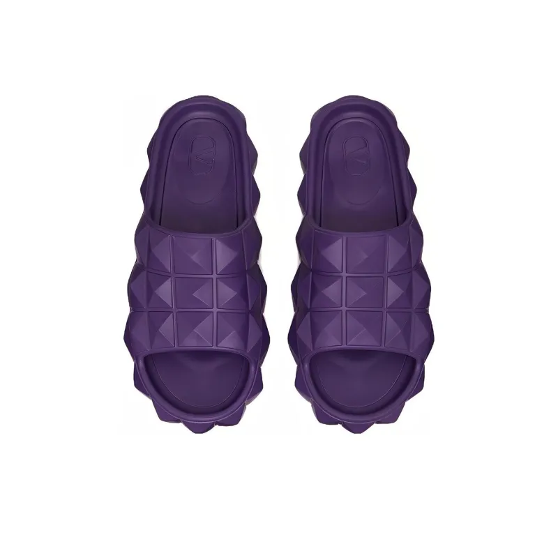 Valentino Roman Stud Turtle Slide Sandal Purple-3