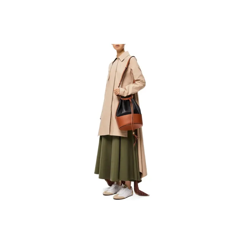 LOEWE Balloon Napa Calf Leather Balloon Bag Bucket Bag Handbag Shoulder Bag Crossbody Bag Large Size Women's Black/Tan-5