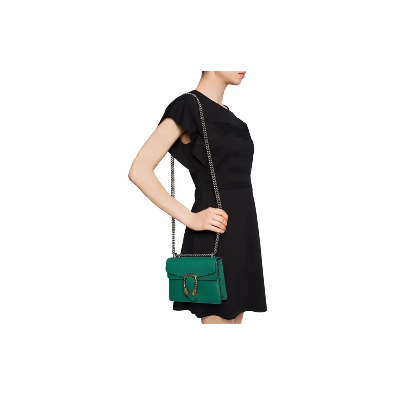 GUCCI Dionysus Leather Bacchus Bag Chain Pack Shoulder Bag Crossbody Bag Women's Green-4