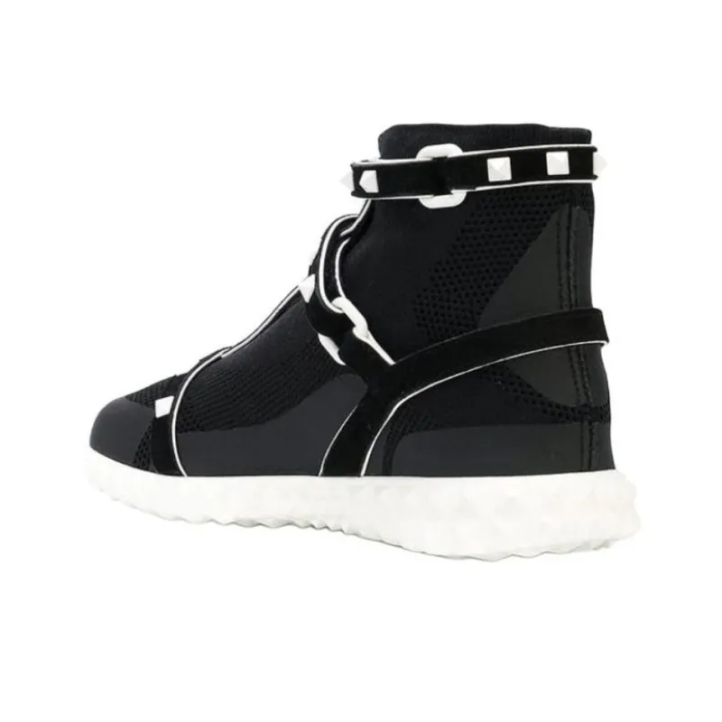 Valentino Rockstud GARAVANI High Top Sports Casual Shoes Women's Black White-3