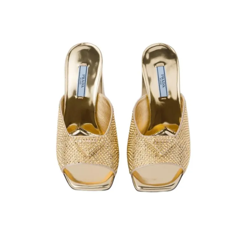 PRADA Antibacterial Slide Slippers Women's Gold-4