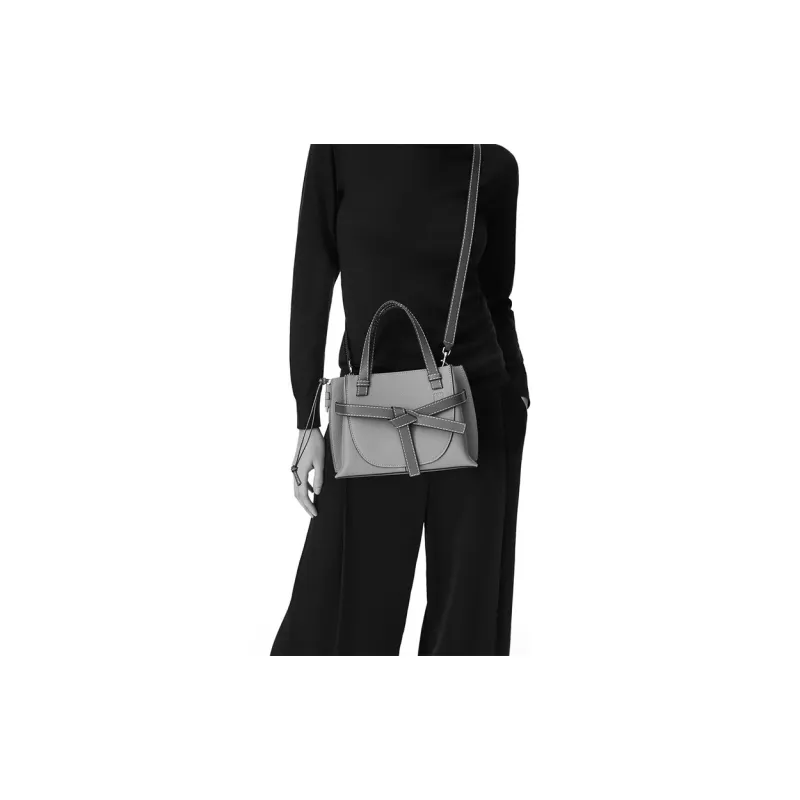 LOEWE Gate Cow Leather Handbag Mini Women's Sea Blue-5