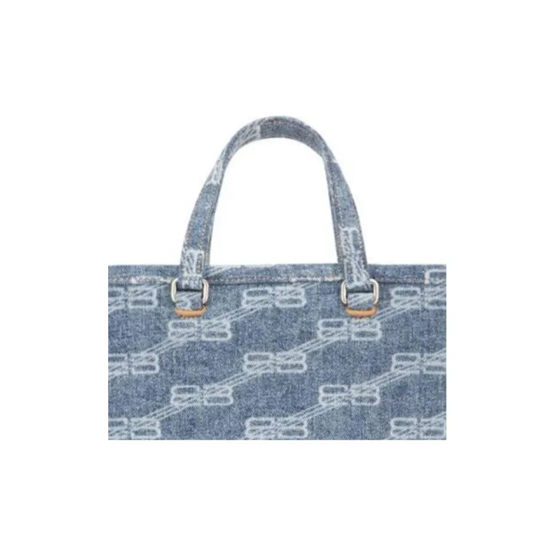 Balenciaga Denim Tote Bag, Shopping Bag, Portable Crossbody Bag, Shoulder Bag Mini Women's Light Blue-2