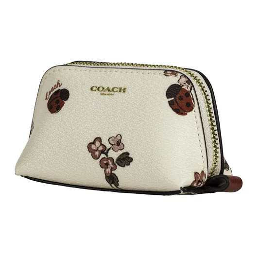 COACH Leather Makeup Bag Women's Chalk White-1