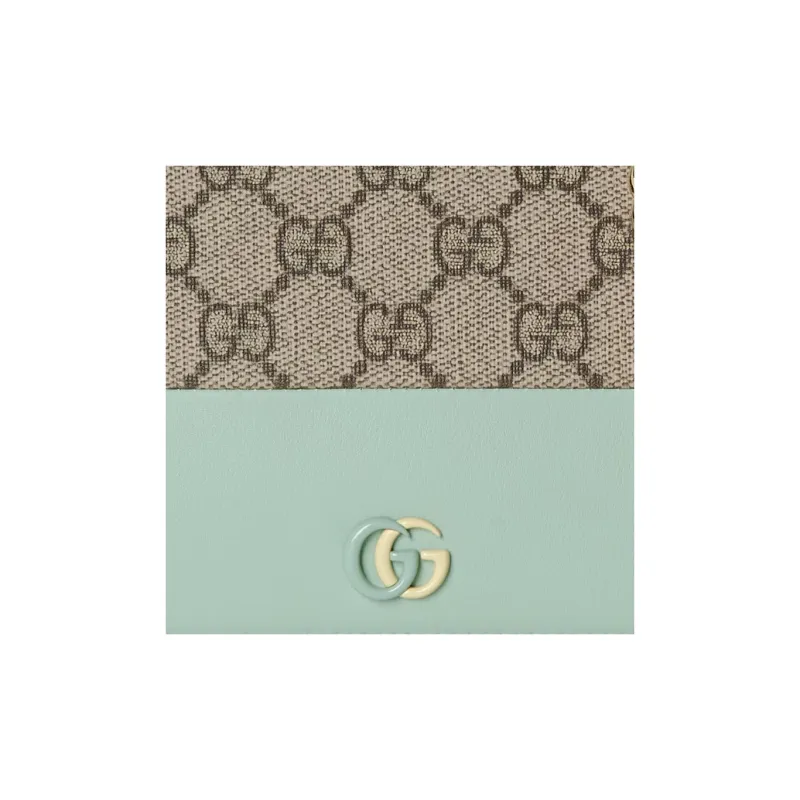 GUCCI GG Marmont Supreme Canvas With Leather Trim Shoulder Bag, Crossbody Bag, Wallet Women's Ebony & Light Green-7