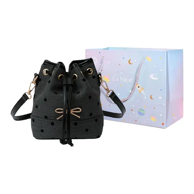 GOX Canvas Bag, Shoulder Bag Regular Women's Polka Dot/Heart/Bowknot-0
