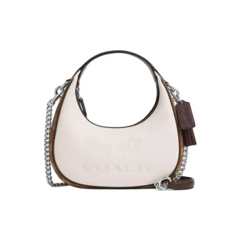 COACH Pebbled Leather With Canvas Shoulder Bag, Crossbody Bag, Handbag Mini Women's Chalk Multicolor