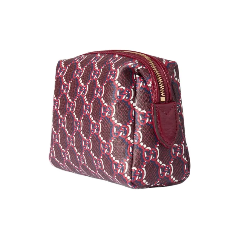 GUCCI Canvas With Leather Trim Clutch Women's Red & Multicolor-1